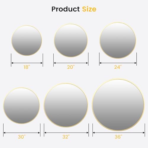 GarveeHome 20 Inch Black Round Wall Mirror