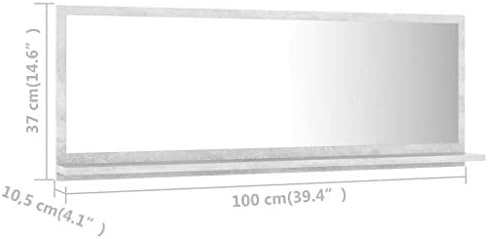 Bathroom Mirror Concrete Gray 394x146 Wall Mounted