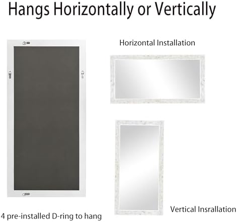 Tanmicoshomy 24x47 Inch Rectangle Wall Mirror with Natural Shell Frame