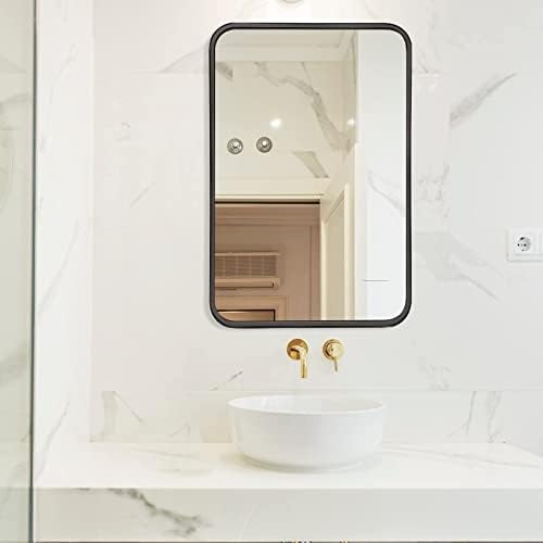 22 x 30 Black Wall Mount Mirror with Metal Frame