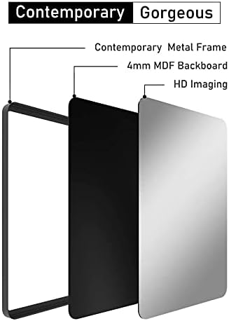 NXHOME Rectangle Metal Frame Wall Mirror 18x28 Inch