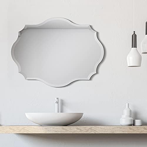 Empire Art Direct Frameless Wall Mirror 24x32 Scalloped Beveled