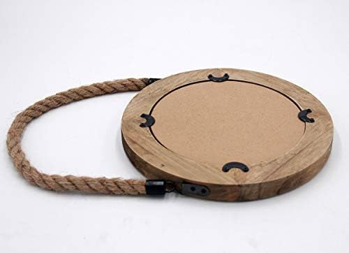 Funly mee Rustic Round Mirror with Wooden Frame