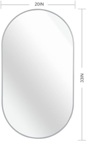20 x 33 Inch Oval Wall Mirror with Silver Frame