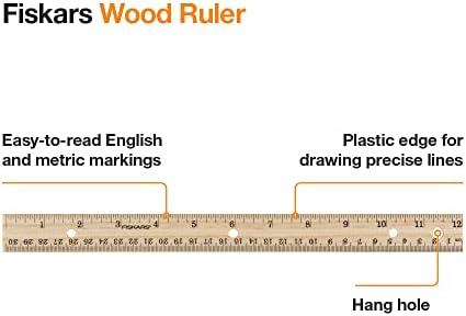 Fiskars 12 Inch Wood Ruler for Kids and Students