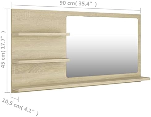 Sonoma Oak Bathroom Mirror with Shelf