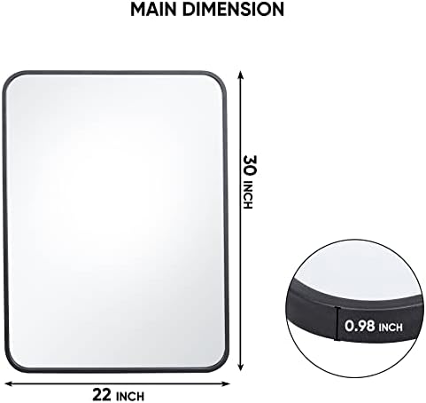 HomGarden Black Metal Framed Wall Mirror 22x30