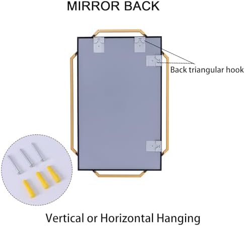 Large Decorative Bathroom Mirror 24x36 Gold Black Metal Frame
