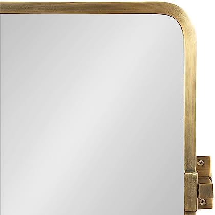 Kate and Laurel Elijah Rectangular Pivot Wall Mirror 38 x 24 Black