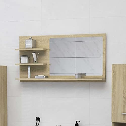 Sonoma Oak Bathroom Mirror with Shelf