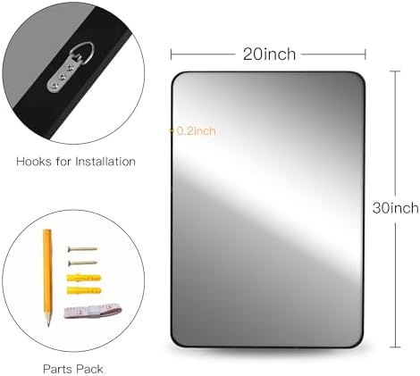 CULER 20x30 Inch Black Frosted Wall Mirror 1