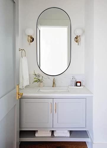TEHOME Brushed Gold Oval Bathroom Mirror 20x40
