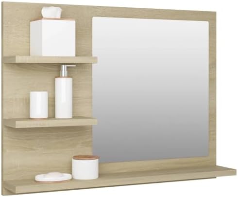 vidaXL Wall Mounted Bathroom Mirror Cabinet with Glossy Finish