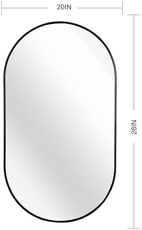 20 x 28 Inch Oval Wall Mirror with Black Frame