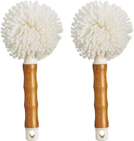 HIC Kitchen Bamboo Glass Brush Set of 2 1