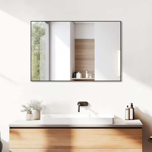 CRATECOOP 20 x 30 Black Wall Bathroom Mirror
