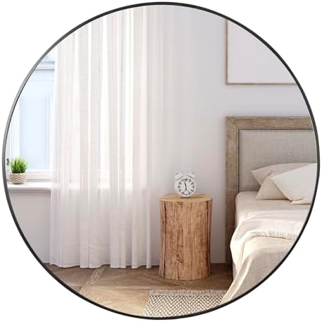 ZenStyle 36 inch Black Circle Wall Mirror with Metal Frame