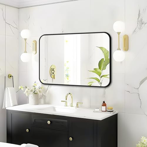 Fabuday Modern Black Matte Metal Wall Mirror - 20x30