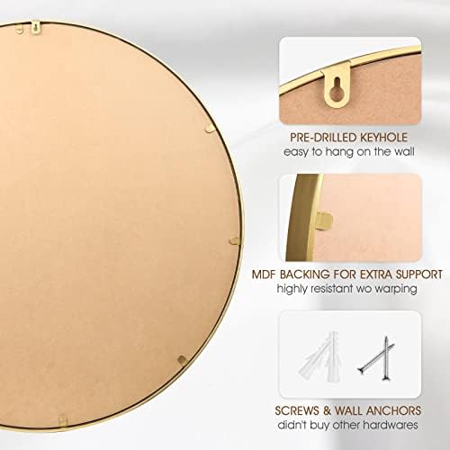 28x28 Inch Round Wall Mirror with Antique Gold Beaded Frame