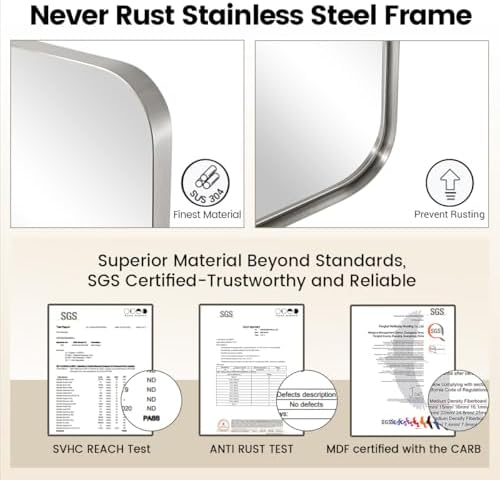 MOON MIRROR Brushed Nickel Pivot Mirror for Bathroom