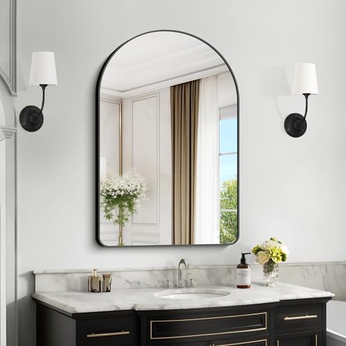 GLASHOM Arched Black Mirror 26x38 Wall Mounted