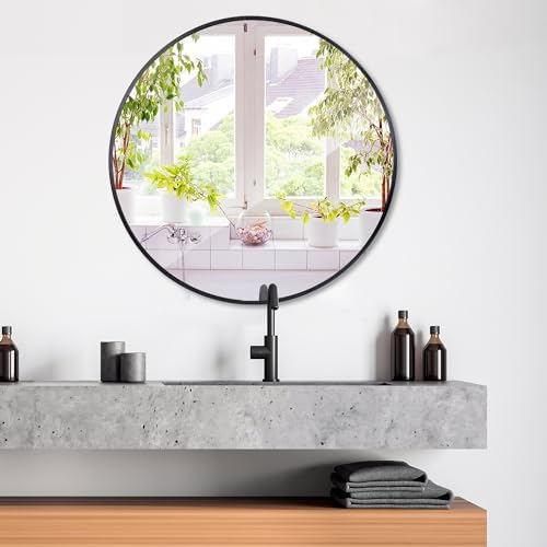 ZenStyle 36 inch Black Circle Wall Mirror with Metal Frame