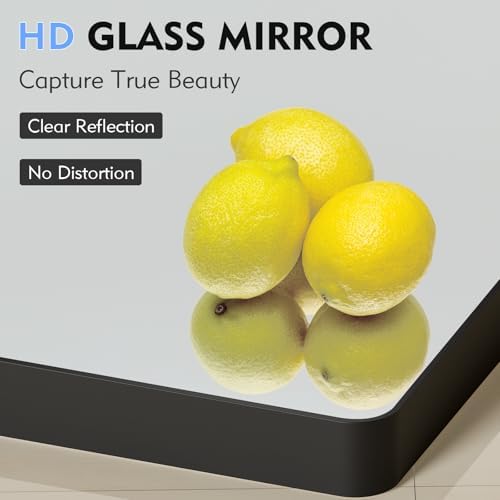 JISOSO Black 22x30 Inch Bathroom Mirror Matte Tempered Glass with Metal Frame
