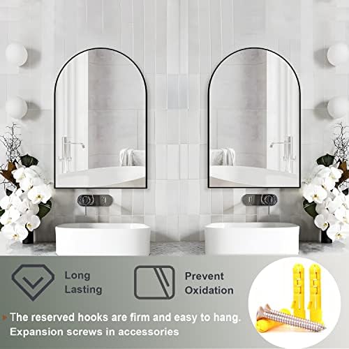 NEUWEABY Arched Wall Mirror 20x30 Black Metal Frame