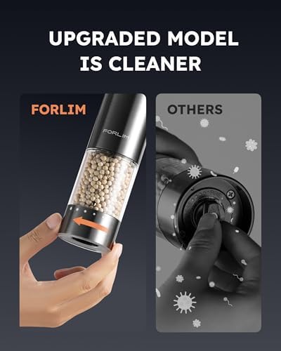 FORLIM Electric Salt Pepper Grinder Set with USB Rechargeable Adjustable Ceramic