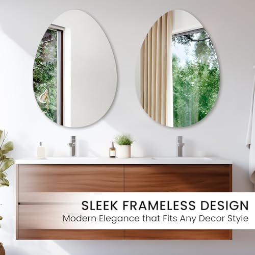 VASUHOME 24x32 Inch Frameless Wall Mirror for Bathroom Living Room Bedroom