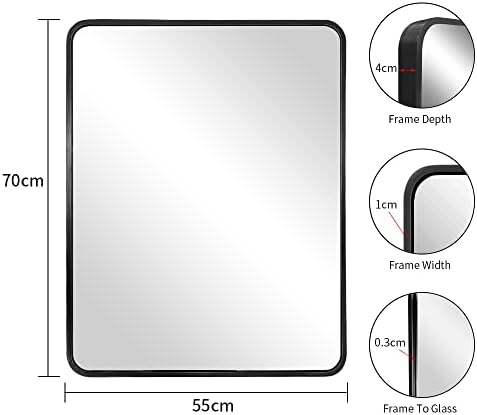 Matte Black Wall Mounted Mirror 22x28