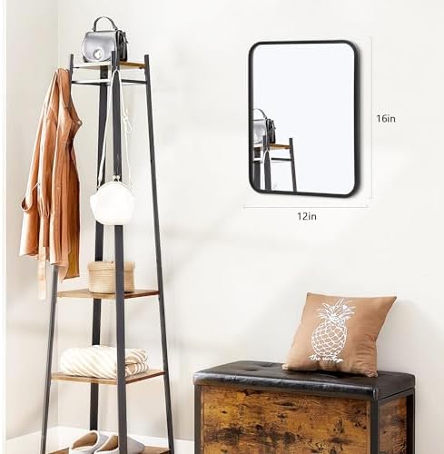 AOAOPQ Rectangular Wall Mirror with Rounded Corners - Black Frame