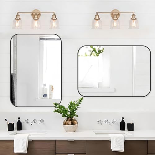 CLBA Matte Black Rectangle Mirror 26x38 Inch