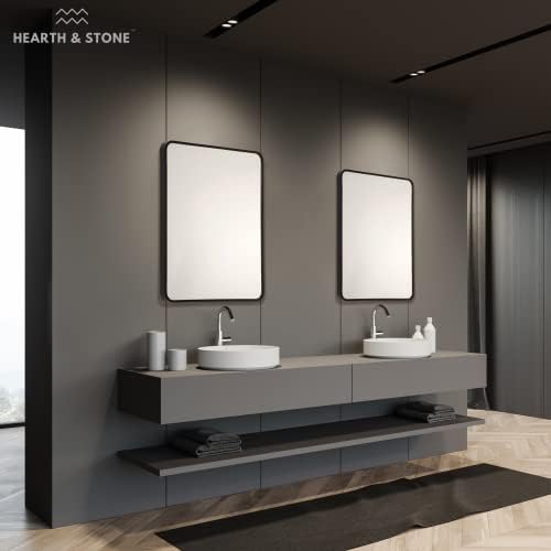 Matte Black Wall Mounted Mirror 22x28