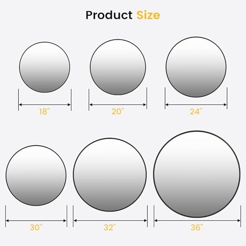 GAOMON 32 Inch Round Black Wall Mirror