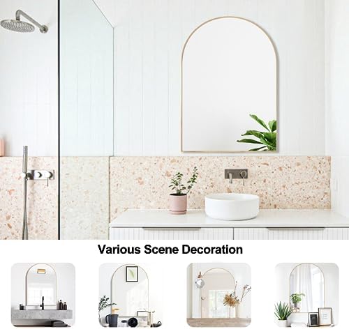 Heymirro Arched Mirror 24x36 Inch Gold Aluminum Frame