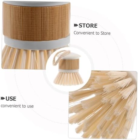 MOLUCKFU Natural Bamboo Dish Brush with Handle