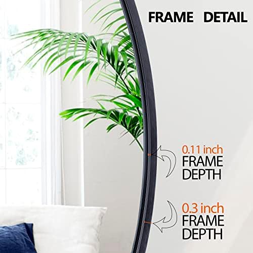 HomGarden 24 Black Round Wall Mirror for Entryway and Bathroom
