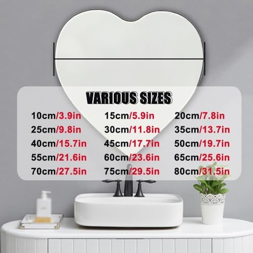 LTSRLL Heart-Shaped Mirror Tiles for Bathroom and Vanity