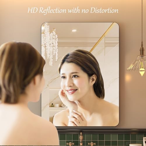 Black Metal Framed Bathroom Mirror 24x32 Inch Matte Black