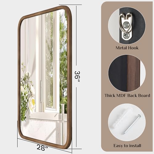 Fun Memories 28x36 Inch Wood Grain Bathroom Vanity Mirror