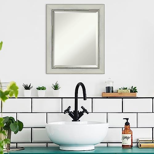Amanti Art Silver Bathroom Mirror 24x20 Flair Frame