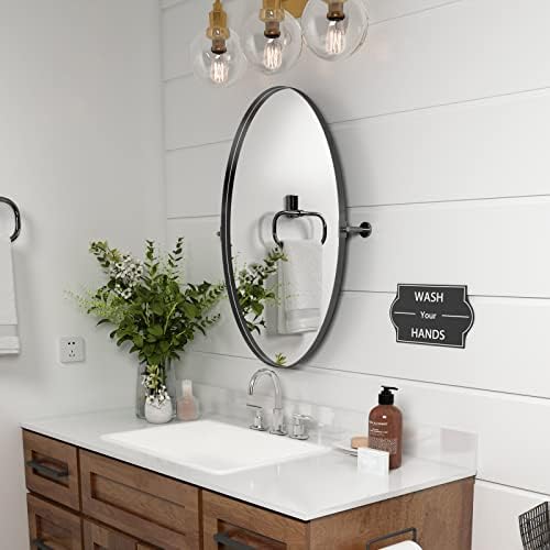 NXHOME 18 x 28in Black Oval Wall Mirror