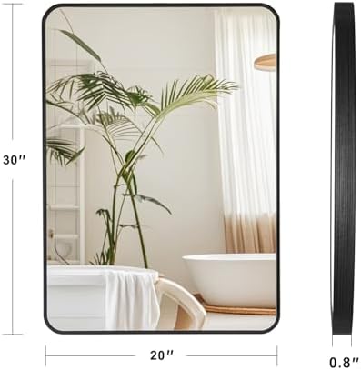 Modern 20x30 Black Rectangle Vanity Mirror