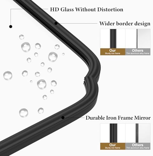 Ferytange 18x24 Inch Black Wall Mirror with Metal Frame 1