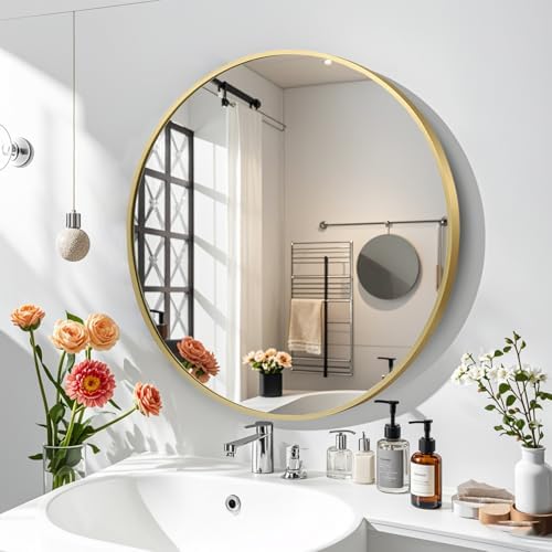 FARMER 24 Inch Gold Circle Mirror for Bathroom and Living Room