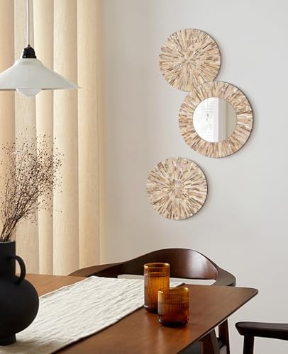 TEIPAI 3PCS Mother of Pearl Wall Mirror Set