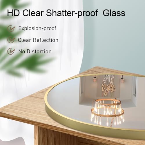 FARMER 24 Inch Gold Circle Mirror for Bathroom and Living Room