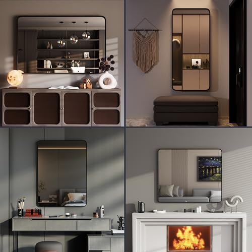 Yamazakura Black Matte Bathroom Mirror 20x16 Inch