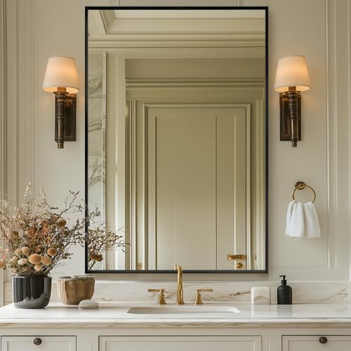 LadyNow 48x30 Wall Mirror Black Aluminum Frame